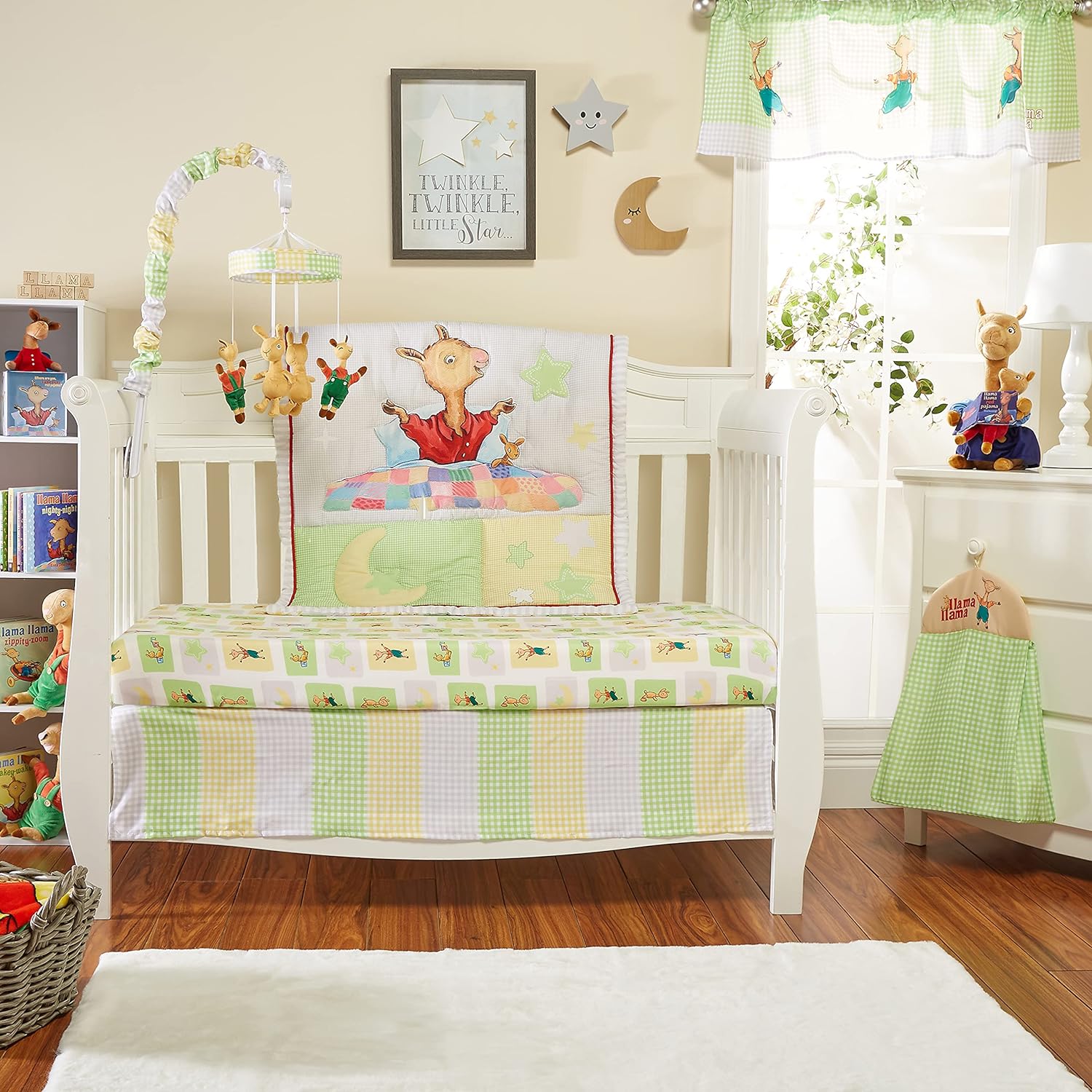 EVERYDAY KIDS Precious Moments Noah’s Ark 4 Pc Crib Bedding for Girls Nursery Set Includes Baby Bed Quilt, Fitted Sheet, Dust Ruffle and Diaper Stacker with Sweet Images of Elephants and Giraffes - Image 2